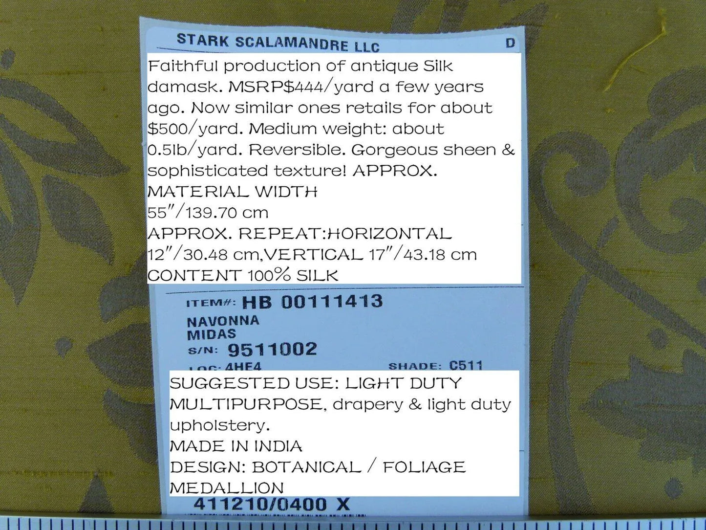 Scalamandre Navonna Midas Neoclassical Silk Lampas Medallion Crest MSRP USD 444/yard Old World Weavers