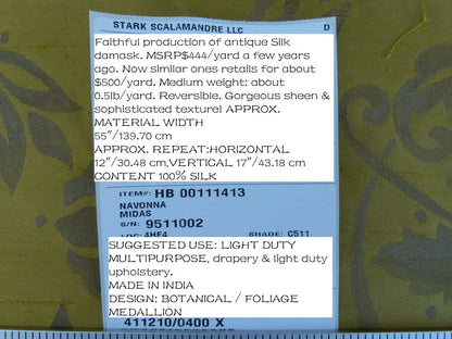 Scalamandre Navonna Midas Neoclassical Silk Lampas Medallion Crest MSRP USD 444/yard Old World Weavers