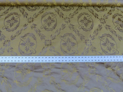 Scalamandre Navonna Midas Neoclassical Silk Lampas Medallion Crest MSRP USD 444/yard Old World Weavers