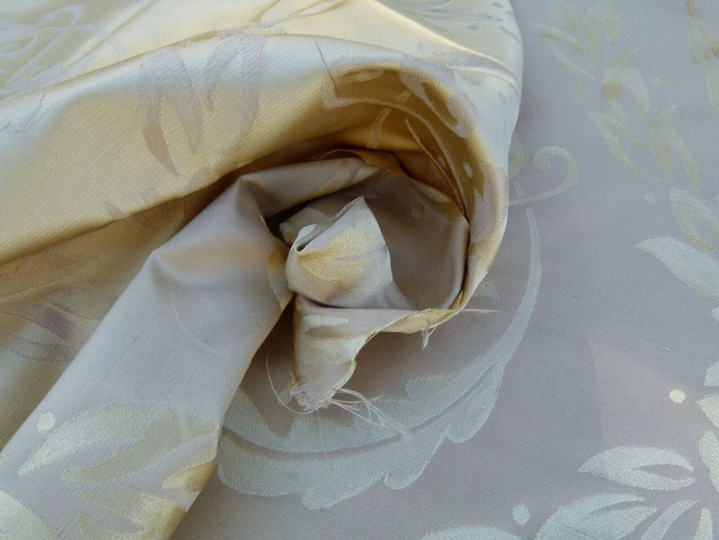 Scalamandre Navonna Pale Taupe Neoclassical Silk Lampas Medallion Crest MSRP USD 444/yard Old World Weavers