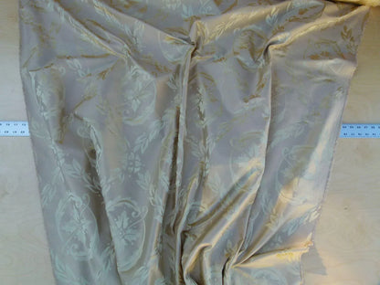 Scalamandre Navonna Pale Taupe Neoclassical Silk Lampas Medallion Crest MSRP USD 444/yard Old World Weavers