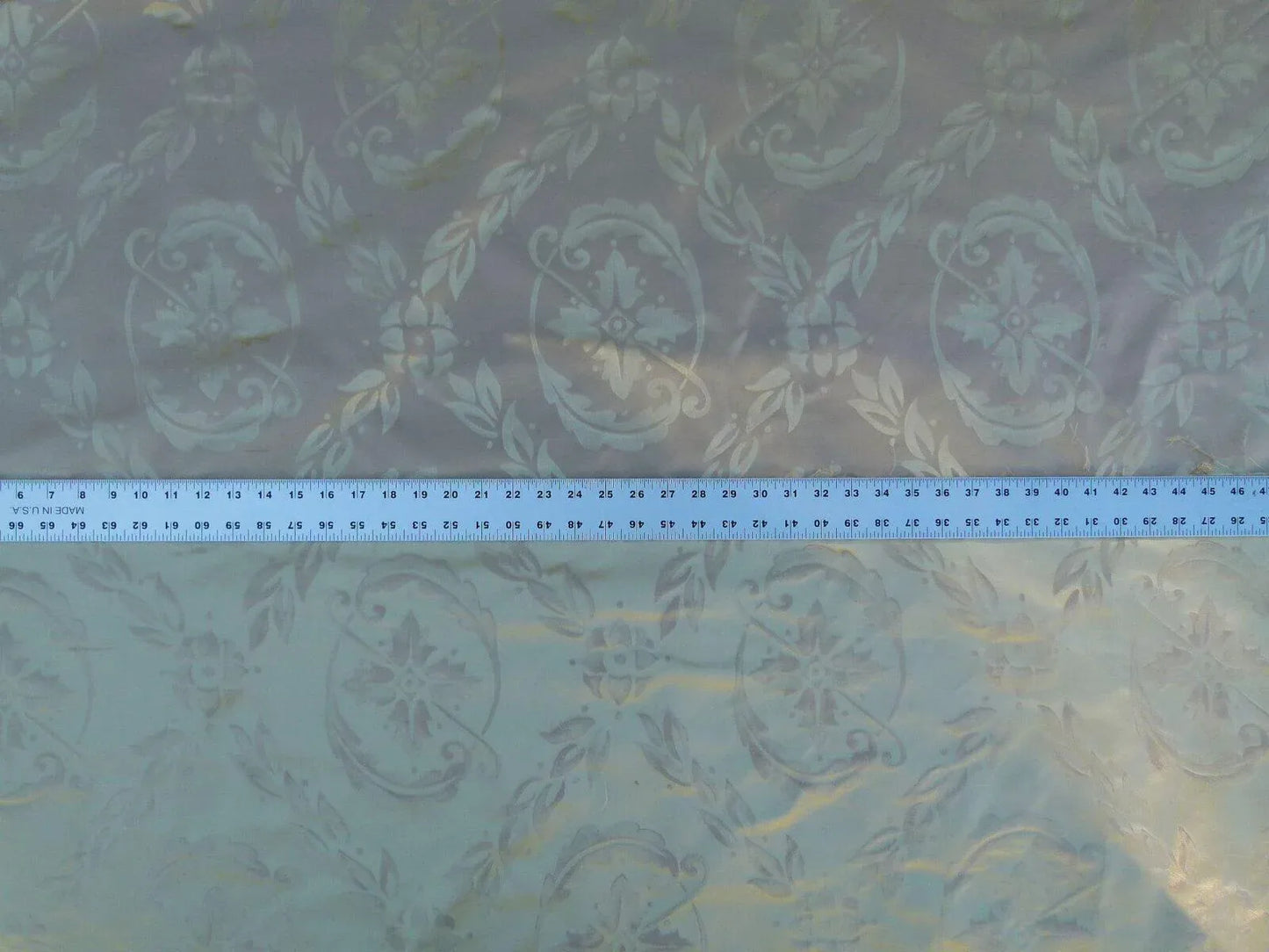 Scalamandre Navonna Pale Taupe Neoclassical Silk Lampas Medallion Crest MSRP USD 444/yard Old World Weavers