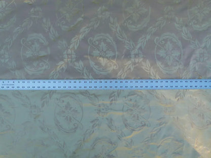 Scalamandre Navonna Pale Taupe Neoclassical Silk Lampas Medallion Crest MSRP USD 444/yard Old World Weavers