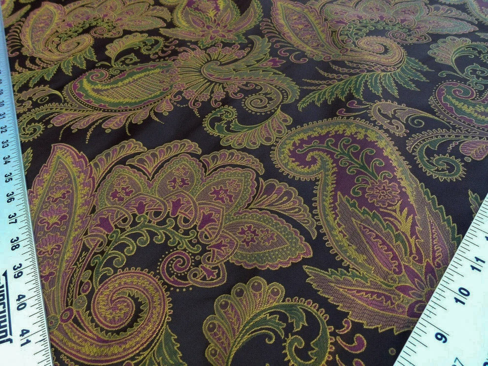 Scalamandre Fonthill Douglas Burgundy Brown Chocolate Red Green 100% Silk Paisley MSRP USD 336/Y
