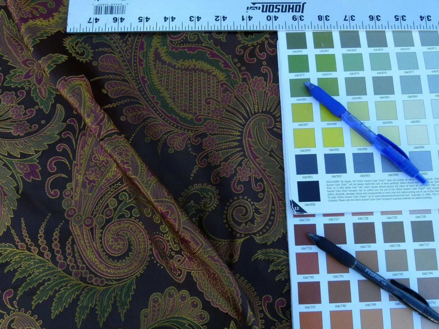 Scalamandre Fonthill Douglas Burgundy Brown Chocolate Red Green 100% Silk Paisley Old World Weavers MSRP USD 336/Y