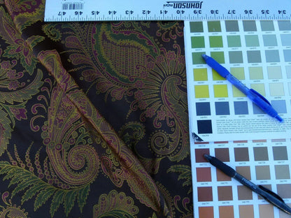 Scalamandre Fonthill Douglas Burgundy Brown Chocolate Red Green 100% Silk Paisley Old World Weavers MSRP USD 336/Y