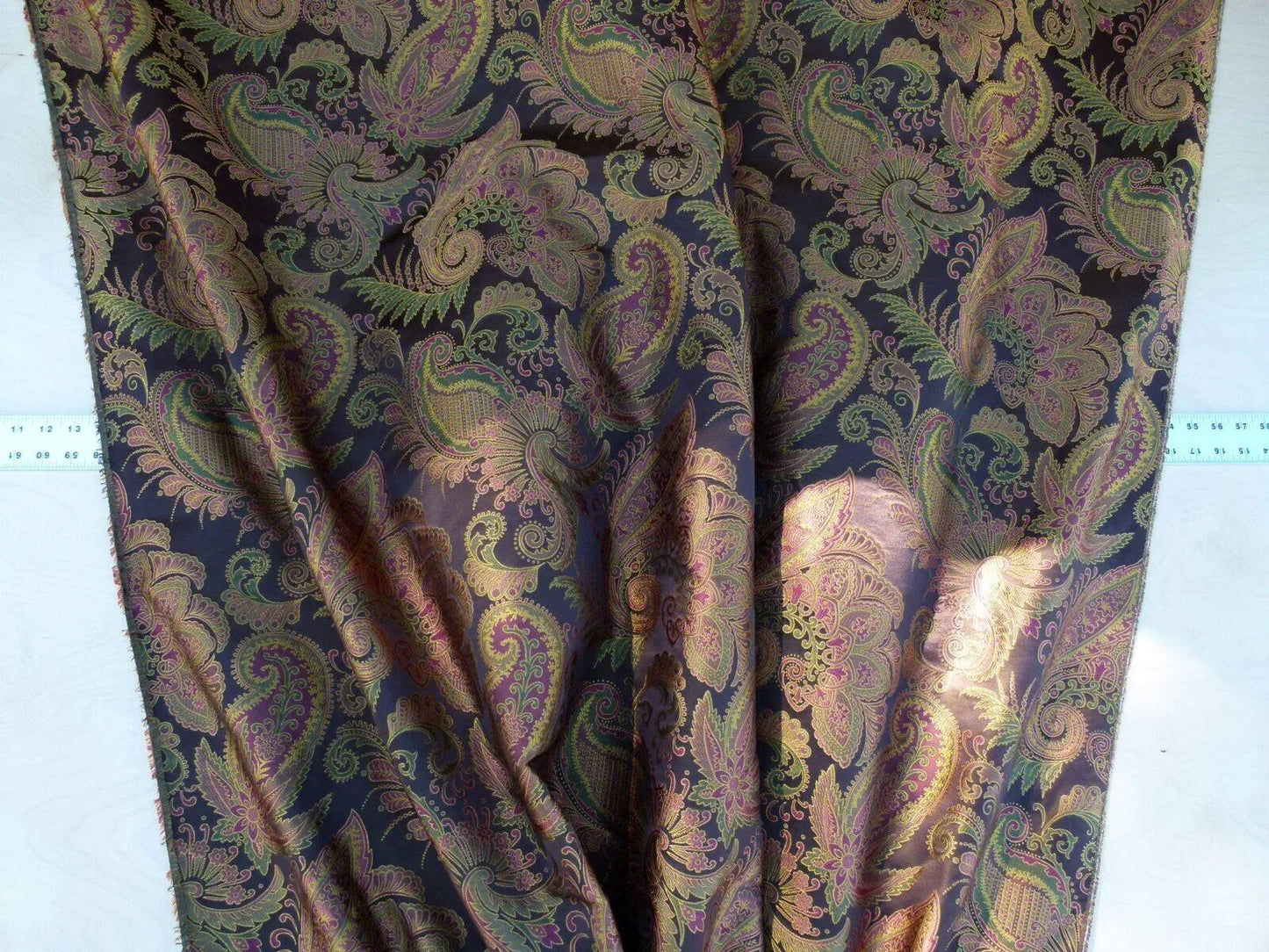 Scalamandre Fonthill Douglas Burgundy Brown Chocolate Red Green 100% Silk Paisley Old World Weavers MSRP USD 336/Y