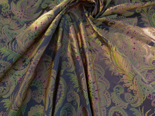 Scalamandre Fonthill Douglas Burgundy Brown Chocolate Red Green 100% Silk Paisley MSRP USD 336/Y