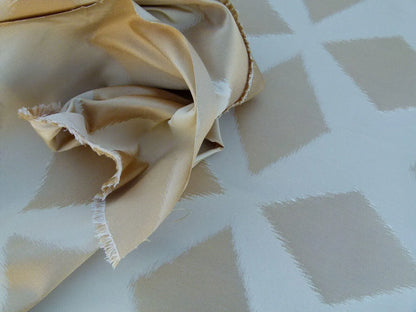 Scalamandre Polygon "gold" Watkins Brilliant Cream Silk Cotton Old World Weavers MSRP USD 260/Y
