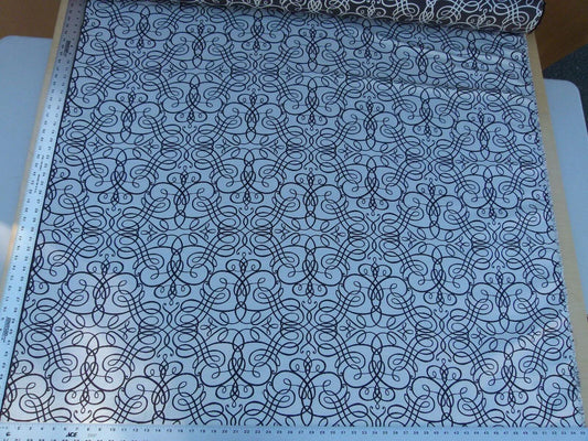 By Yd Scalamandre Flourish Scroll Ebony Black And White Silk Jarquard MSRP USD 292/Y