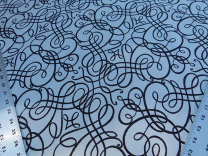 By Yd Scalamandre Flourish Scroll Ebony Black And White Silk Jarquard MSRP USD 292/Y