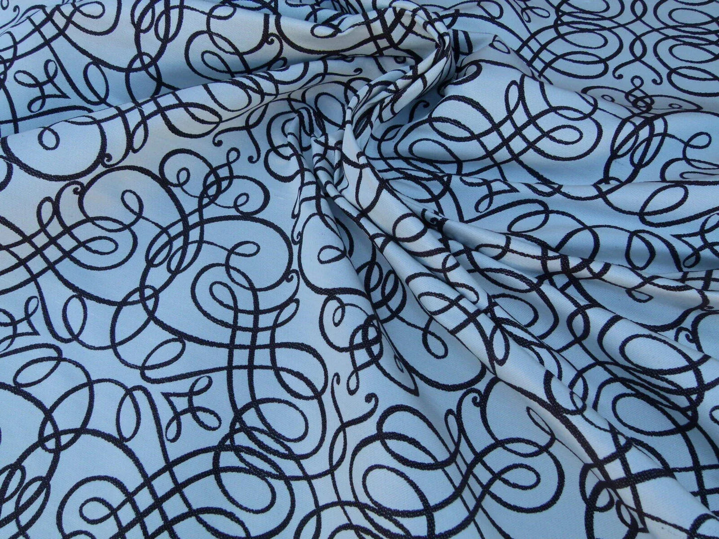 By Yd Scalamandre Flourish Scroll Ebony Black And White Silk Jarquard MSRP USD 292/Y