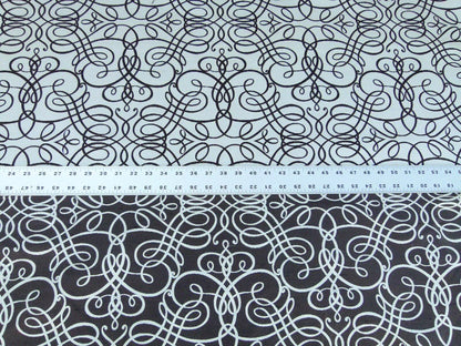 By Yd Scalamandre Flourish Scroll Ebony Black And White Silk Jarquard MSRP USD 292/Y