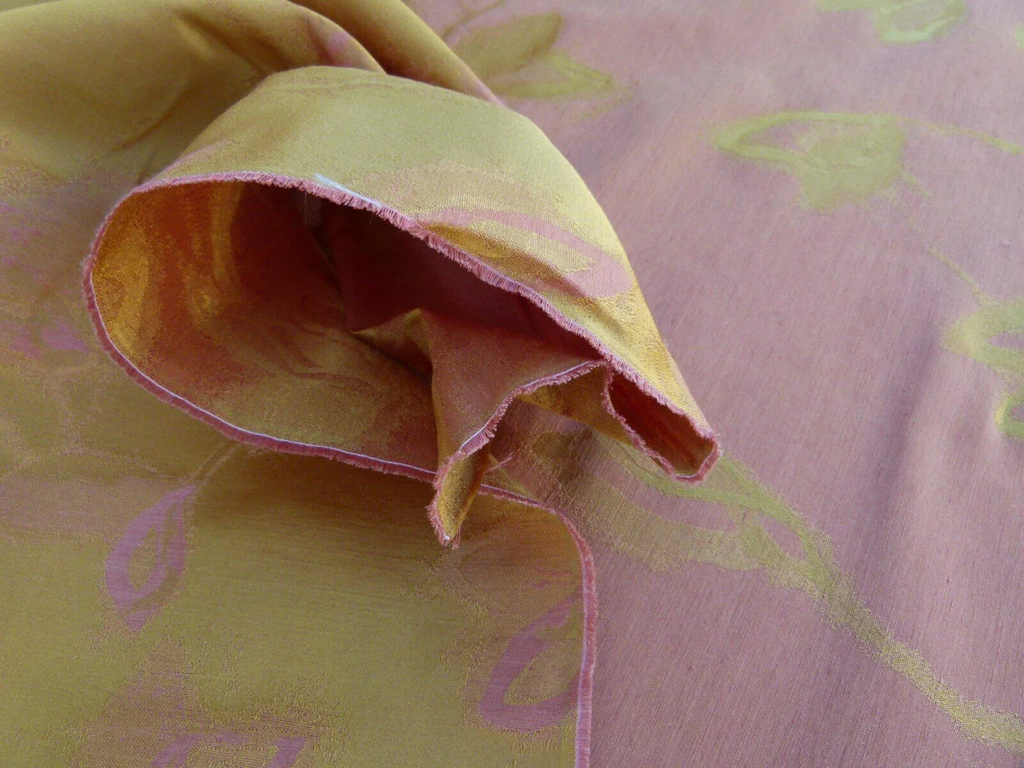 By Yard Scalamandre Gw Maharajah Copper Red Gold Yellow Silk Linen Damask Reversible MSRP USD 348/Y