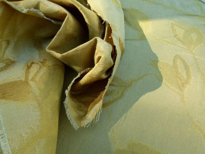 By Yard Scalamandre Gw Maharajah Antique Gold Yellow Silk Linen Damask Reversible MSRP USD 348/Y