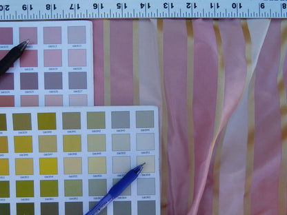 Scalamandre Napoli Stripe Pink Tan Gold 100% Silk Taffeta MSRP USD 350/y