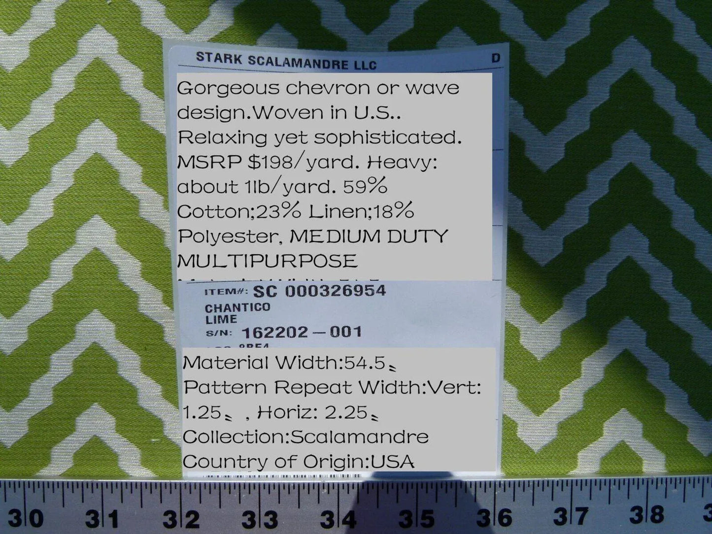 Scalamandre Chantico Chevron Lattice Lime Green White Linen Cotton Woven  Old World Weavers Chevron MSRP USD 198/Y