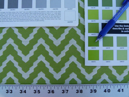 Scalamandre Chantico Chevron Lattice Lime Green White Linen Cotton Woven  Old World Weavers Chevron MSRP USD 198/Y