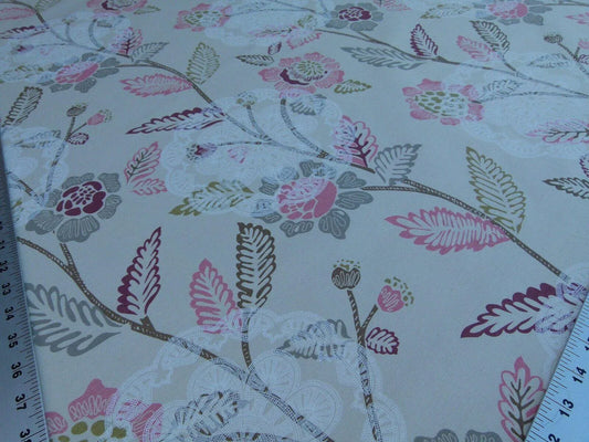 Scalamandre Chester Square Fh Rose Pink Multi Printed Cotton Old World Weavers MSRP USD 190/Y