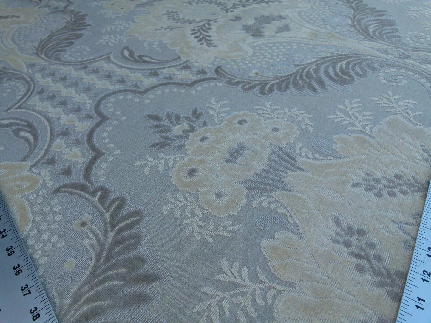 By Yard Scalamandre Lacerta Damask Cut Velvet Beige Cream White MSRP USD 512/yard