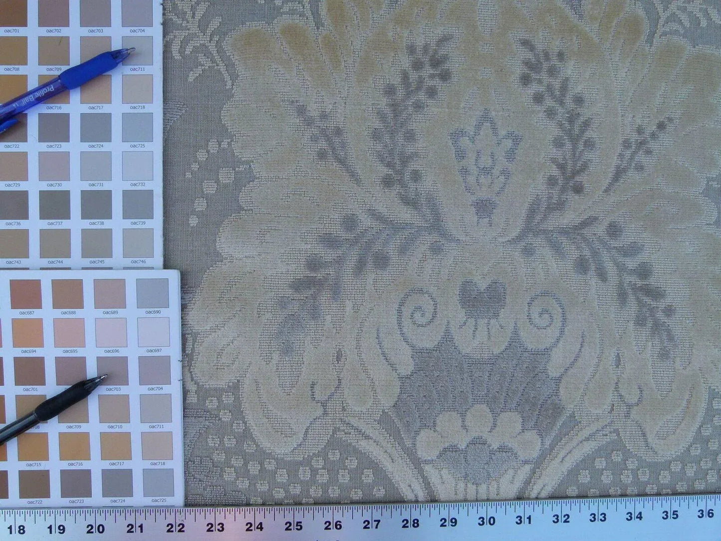 By Yard Scalamandre Lacerta Damask Cut Velvet Beige Cream White MSRP USD 512/yard