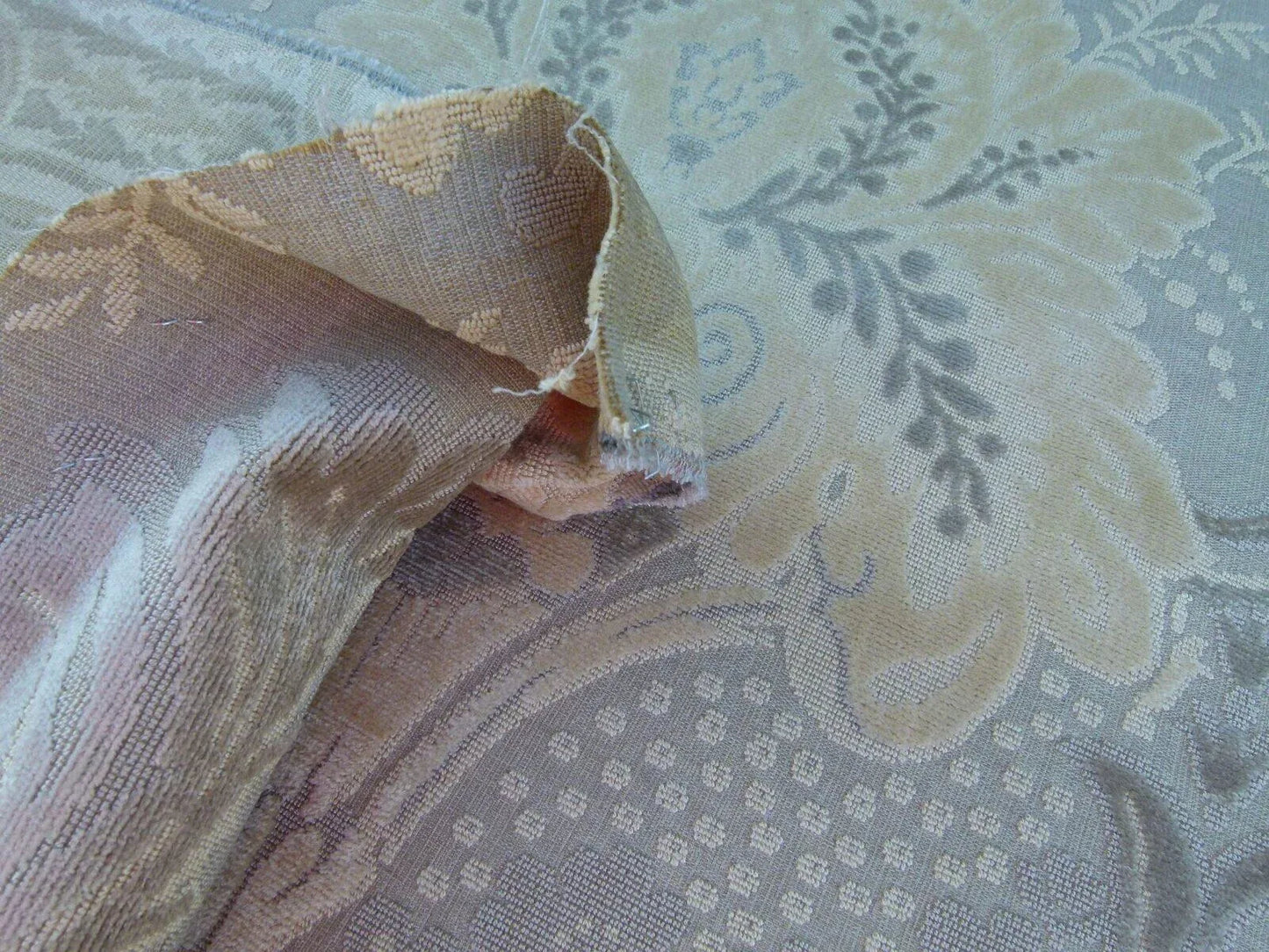 By Yard Scalamandre Lacerta Damask Cut Velvet Beige Cream White MSRP USD 512/yard