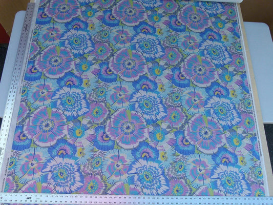 Old World Weavers Festive Summer Hydrangea Blue Linen Royal Hippie Flower Power 1960s