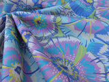 Old World Weavers Festive Summer Hydrangea Blue Linen Royal Hippie Flower Power 1960s