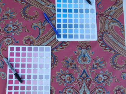 By yard Scalamandre Hudson Multi On Coral Pink Red Paisley Printed Cotton Sateen Belle Jardin Collection Fr France MSRP USD 216/y