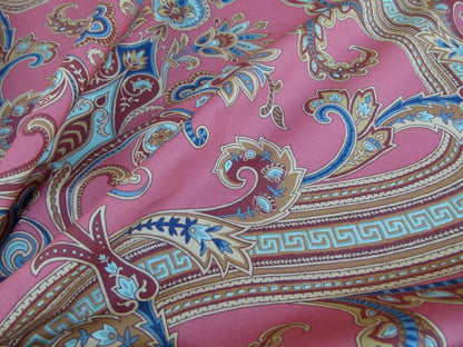 By yard Scalamandre Hudson Multi On Coral Pink Red Paisley Printed Cotton Sateen Belle Jardin Collection Fr France MSRP USD 216/y