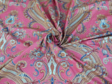 By yard Scalamandre Hudson Multi On Coral Pink Red Paisley Printed Cotton Sateen Belle Jardin Collection Fr France MSRP USD 216/y