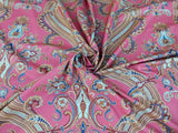 By yard Scalamandre Hudson Multi On Coral Pink Red Paisley Printed Cotton Sateen Belle Jardin Collection Fr France MSRP USD 216/y
