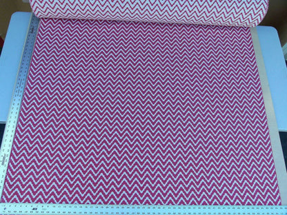 Scalamandre Chantico Chevron Lattice Flamingo Pink White Linen Cotton Woven Old World Weavers Chevron MSRP USD 198/Y