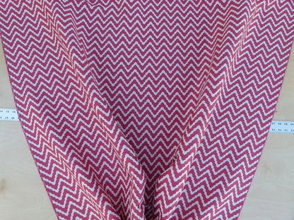 Scalamandre Chantico Chevron Lattice Flamingo Pink White Linen Cotton Woven Old World Weavers Chevron MSRP USD 198/Y
