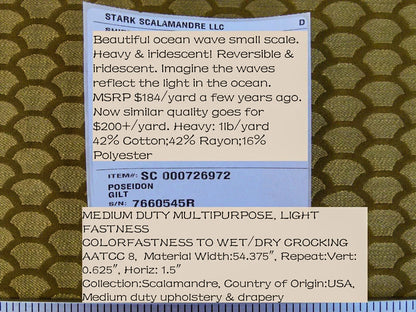 Bty Scalamandre Poseidon Gilt Gold Yellow Neutral Fish Scale Ocean Wave MSRP USD184/Y