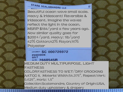 Bty Scalamandre Poseidon Gilt Gold Yellow Neutral Fish Scale Ocean Wave MSRP USD184/Y
