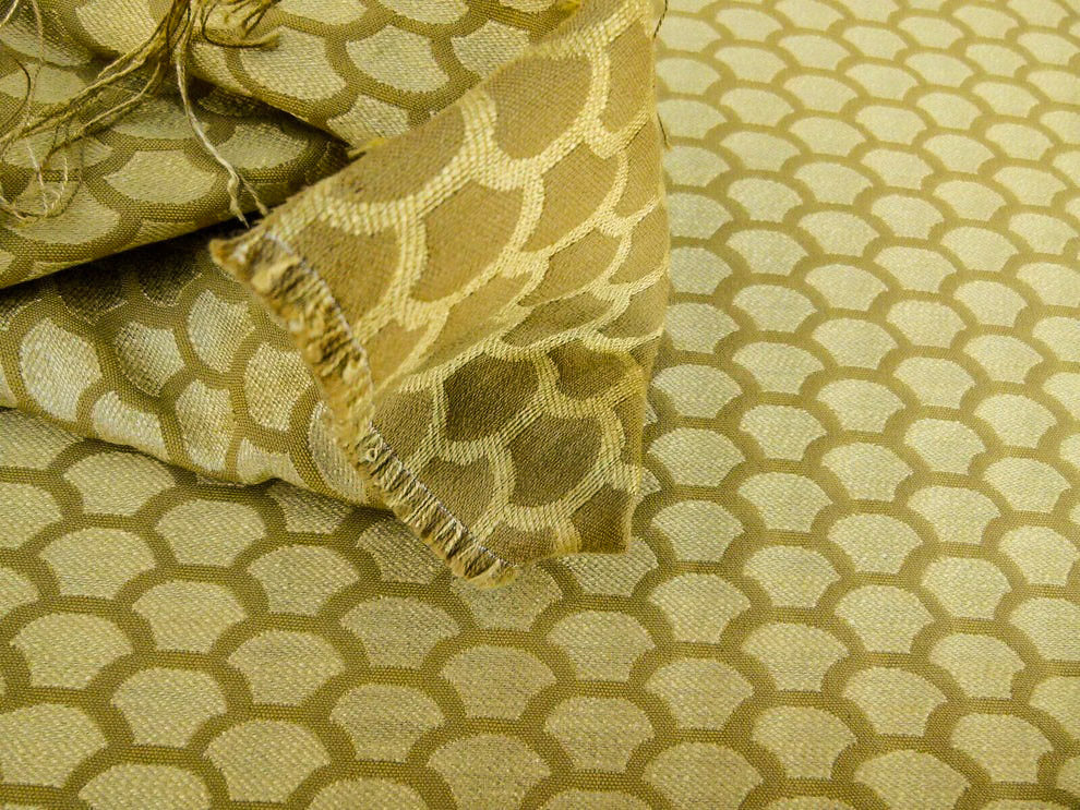 Bty Scalamandre Poseidon Gilt Gold Yellow Neutral Fish Scale Ocean Wave MSRP USD184/Y
