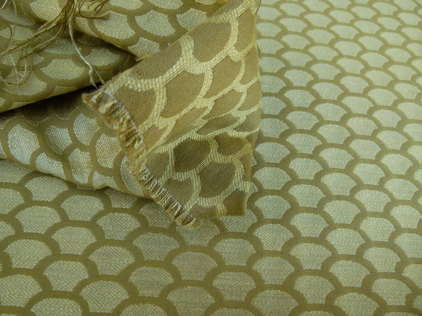 Bty Scalamandre Poseidon Gilt Gold Yellow Neutral Fish Scale Ocean Wave MSRP USD184/Y