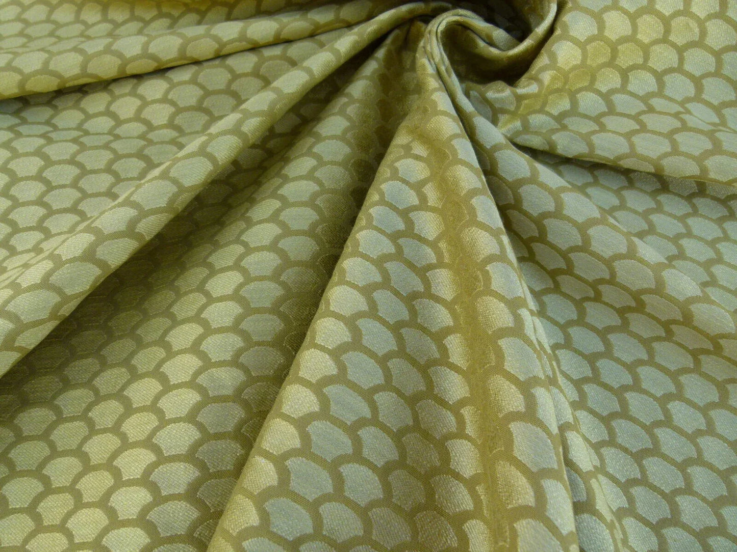 Bty Scalamandre Poseidon Gilt Gold Yellow Neutral Fish Scale Ocean Wave MSRP USD184/Y