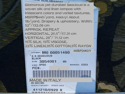 By Yd Scalamandre S.S. Seacloud Grey Watkins Black Gold Heavy Flower MSRP USD 440Y