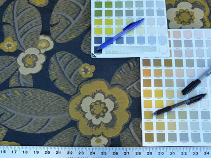 By Yd Scalamandre S.S. Seacloud Grey Watkins Black Gold Heavy Flower MSRP USD 440Y