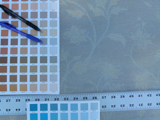 0.9 y Defects Scalamandre Serene "semi-sheer" Silk Pale Sky Blue Cream Old World Weavers MSRP USD 84/y