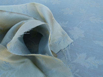 0.9 y Defects Scalamandre Serene "semi-sheer" Silk Pale Sky Blue Cream Old World Weavers MSRP USD 84/y