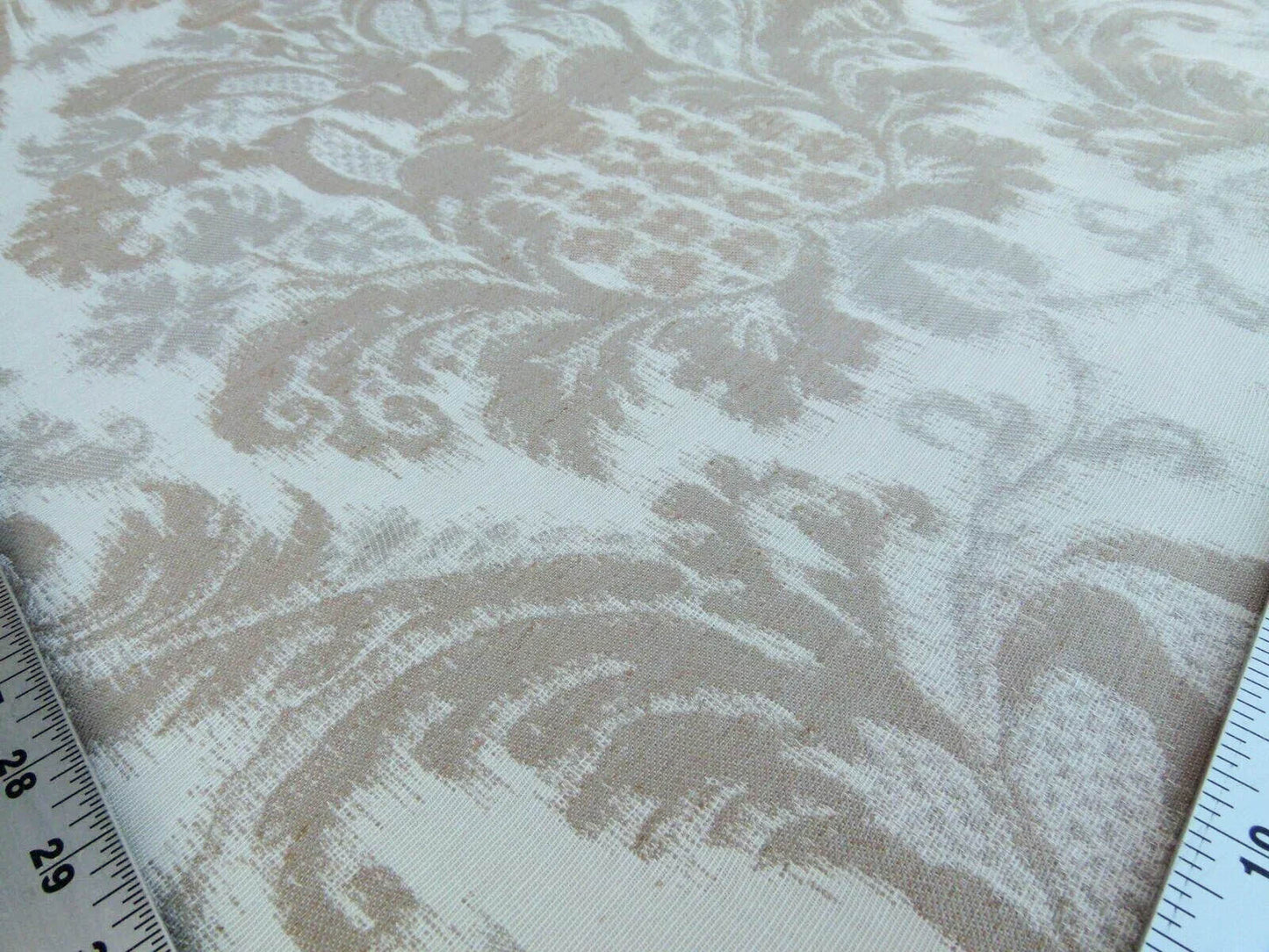 Scalamandre Renaissance Hardy Damask Beiges On Crème White Cotton Viscose French Court MSRP USD 218/Y