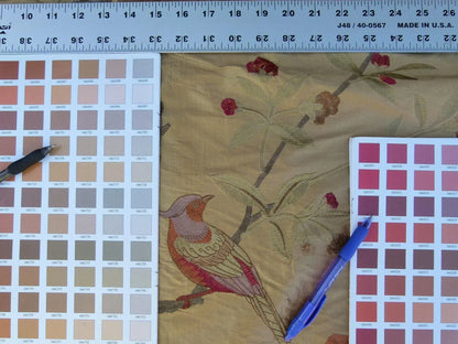 0.63Y Scalamandre Palash Embroidery Parrot Bird Flower Tree of Life Palampore Tree Peony Red Gold Chinoiserie MSRP USD 332/yard