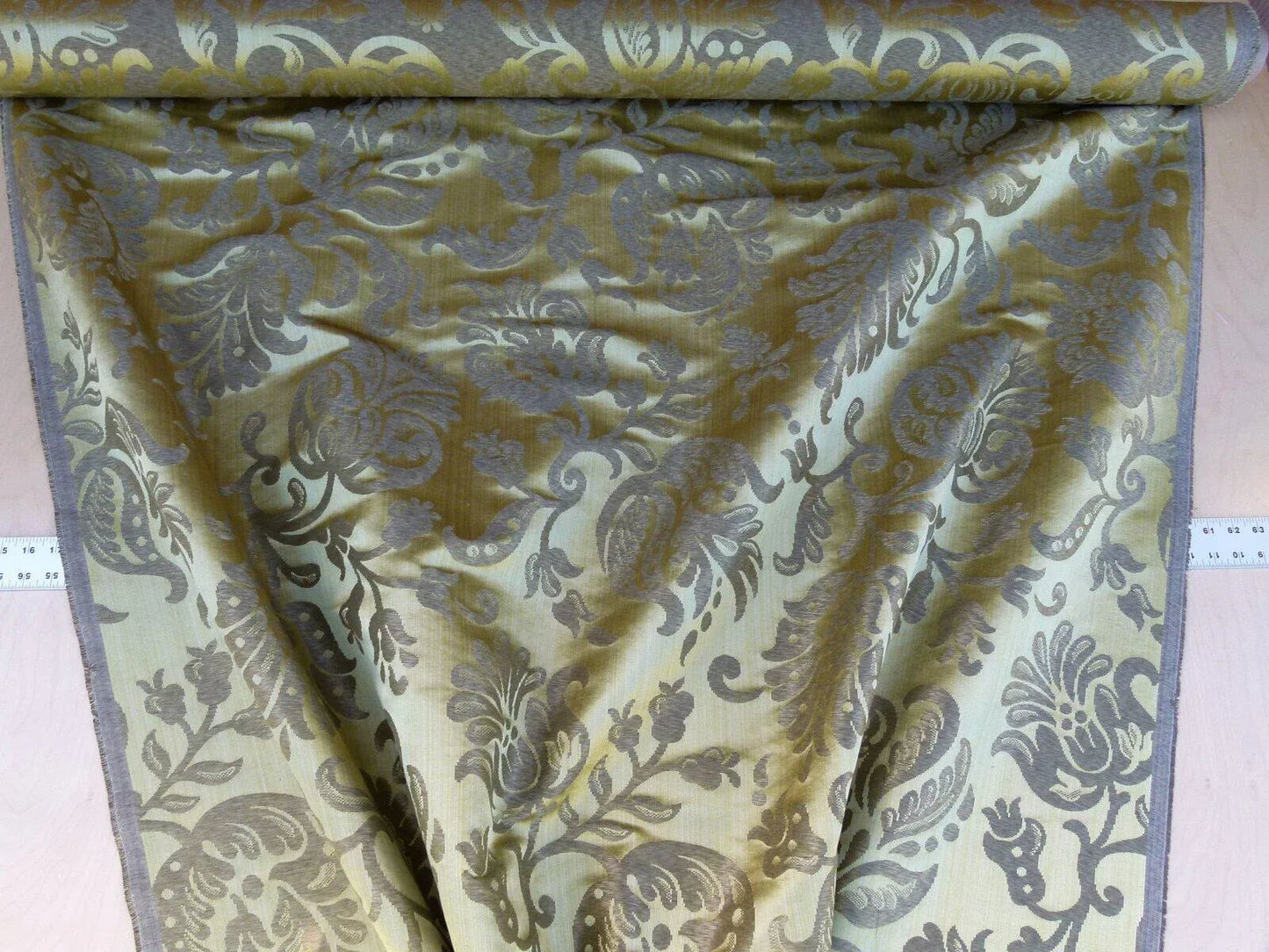 Scalamandre Ypres Lampas Pom Pomegranate Renaissance Gold Metallic Copper MSRP USD445/yd