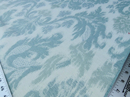 Scalamandre Renaissance Hardy Damask Aquas On Crème Blue White Cotton Viscose MSRP USD 218/Y