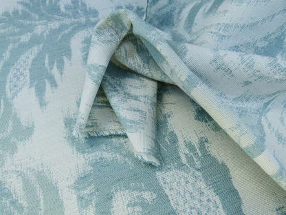 Scalamandre Renaissance Hardy Damask Aquas On Crème Blue White Cotton Viscose MSRP USD 218/Y