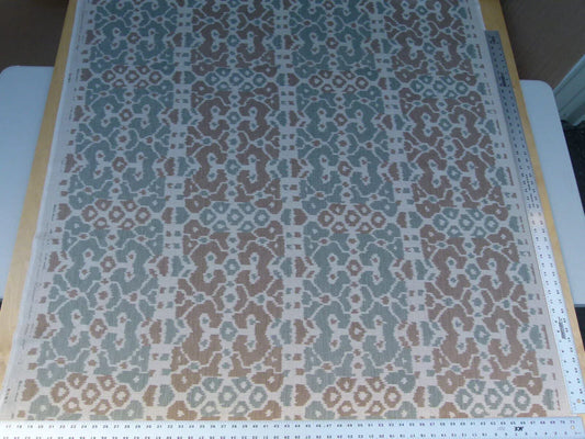 Scalamandre Tropical Ikat Bali Coffee And Celadon Blue Emerald Green MSRP USD270/y