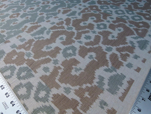 Scalamandre Tropical Ikat Bali Coffee And Celadon Blue Emerald Green MSRP USD270/y